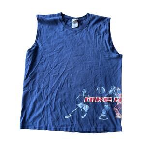 Vintage Nike Gray Tag USA Made Hoops Wrap Around XL Navy Blue Sleeveless Shirt